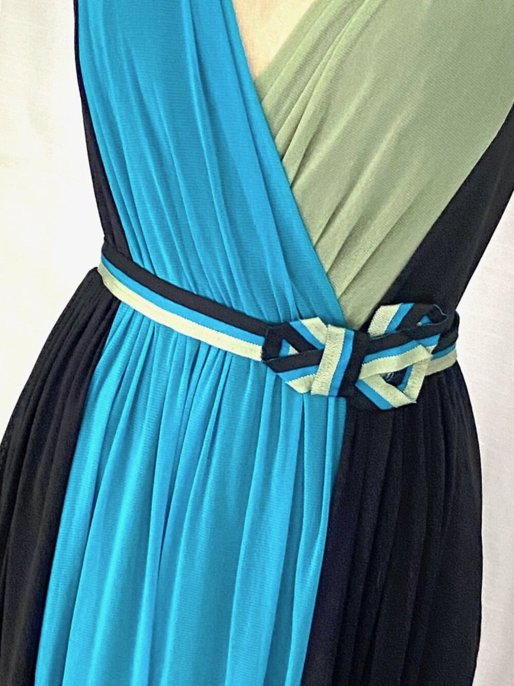 VIVIENNE TAM VINTAGE COLOR BLOCK BELTED DRESS - NWT - SZ M
